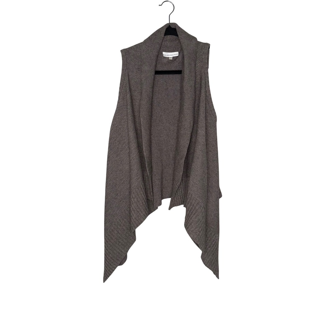 Bryn Walker Sweater Vest Womens S Brown Good Lambswool Cashmere Draped Waterfall